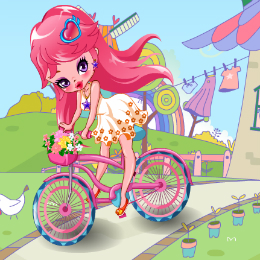 Kerékpáros kislány öltöztetős játék